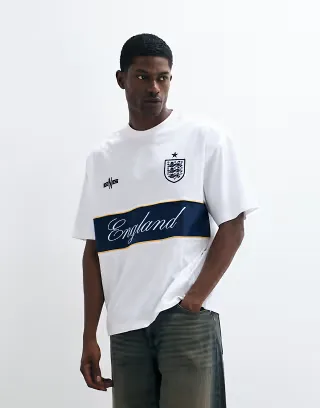 ASOS DESIGN oversized tee with FA World cup England print in White