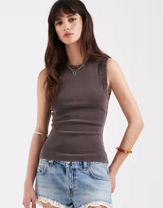 Free People murphy tank top in chocolate brown