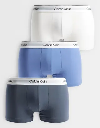Calvin Klein Icon Cotton Stretch 3 pack low rise boxer briefs in white/blue/gray