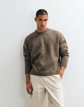 ASOS DESIGN super oversized knit sweater in heathered brown
