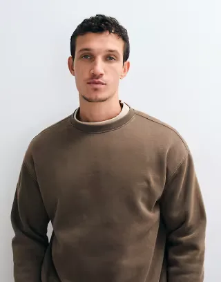 ONLY & SONS relaxed fit crew neck sweatshirt in washed brown - part of a set