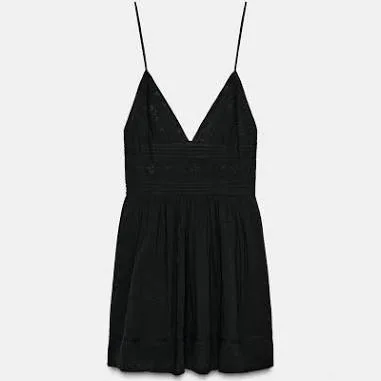 Zara Embroidered Strappy Mini Dress