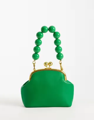 ASOS DESIGN resin ball handle frame clutch bag in green
