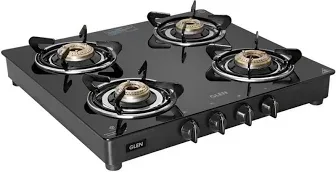 Glen 4 Burner Glass Gas Stove with Brass Burner