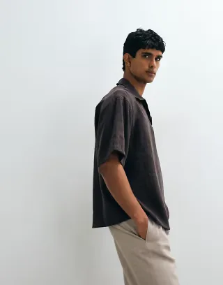 ASOS DESIGN oversized overhead flowing shirt in brown