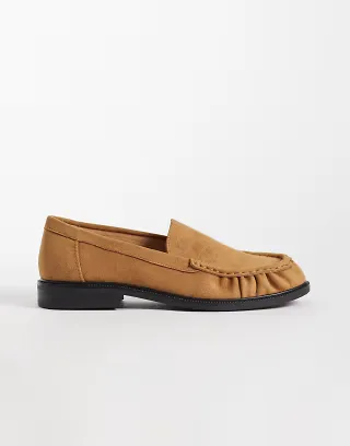 SEQWL Cadilliac faux suede penny loafers in light tan