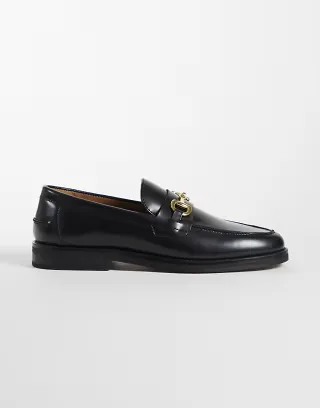 ASOS DESIGN loafers with snaffle detailing in black leather