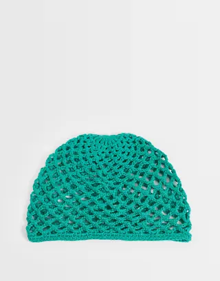 Reclaimed Vintage crochet beanie in jade green