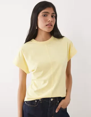 ASOS DESIGN cinched peplum T-shirt in cream