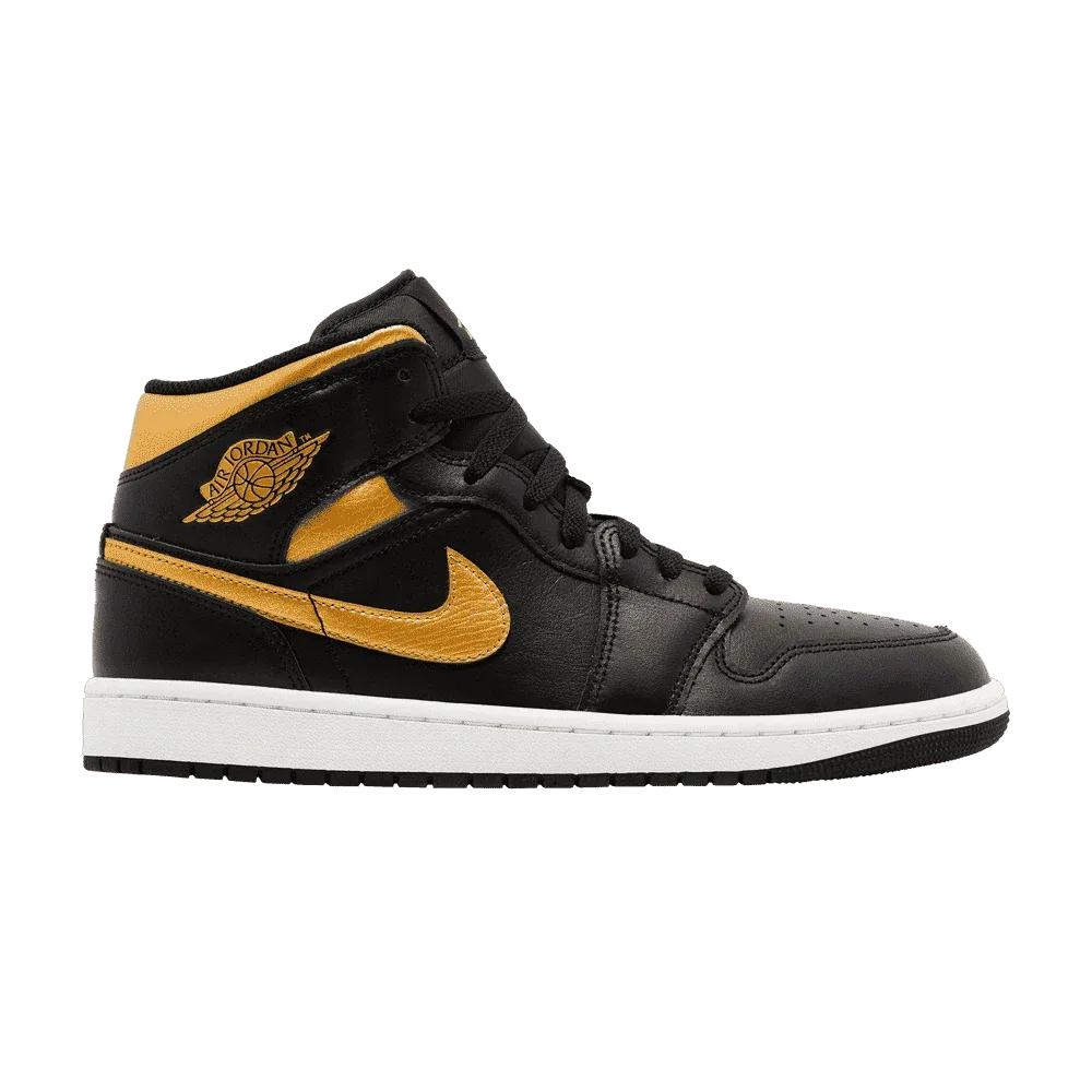 Air Jordan 1 Mid Black Metallic Gold