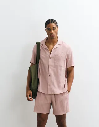 ASOS DESIGN set in crinkle texture in pink