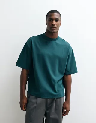 ASOS DESIGN breatheMAX™ heavyweight boxy oversized t-shirt in dark green cotton blend