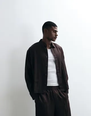ASOS DESIGN premium boxy oversized shirt in brown - part of a set
