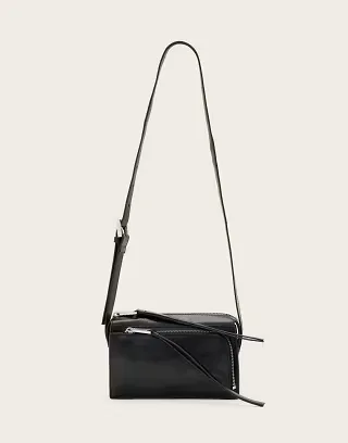 AllSaints Marlo leather wallet cross-body bag in black