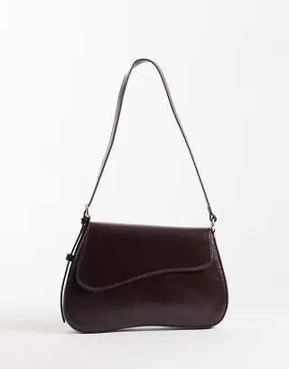 ASOS DESIGN asymmetric flap shoulder bag in brown