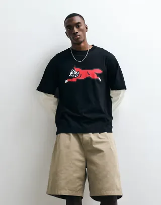 ICECEAM running dog layered long sleeve t-shirt in black