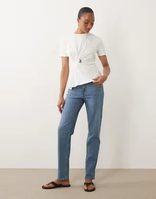 ASOS DESIGN Tall slim fit mom jeans in light wash blue