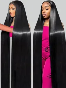 40Inch 13x4 HD Transparent Bone 360 Full Lace Front Wig - Glueless Brazilian Straight Human Hair Wigs for Women - 200% D