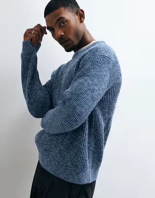 Selected knit sweater in speckled blue