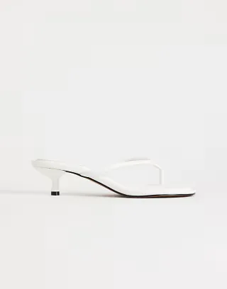 Topshop Axel mid-height heeled flip flops in white