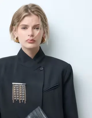ASOS DESIGN brooch with drop multi beaded effect in mixed metal