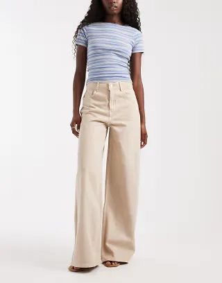 ASOS DESIGN baggy wide leg jeans in mocha