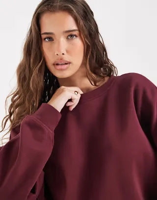 PIECES oversized sweatshirt in burgundy - part of a set