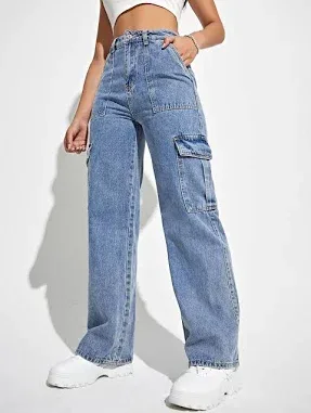 SHEIN Women's Baggy Wide Leg Cargo Jeans