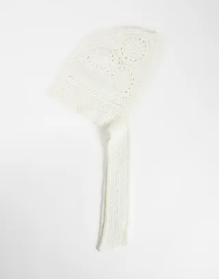 ASOS DESIGN hand crochet bonnet in cream