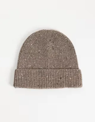 Jack & Jones speckled beanie in brown