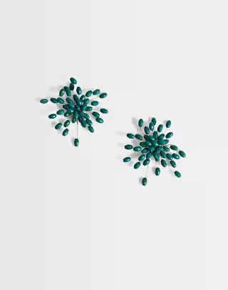 Topshop Echo statement hand-made stud earring in dark green