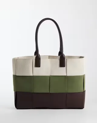 ASOS DESIGN color block weave tote bag