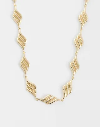 ASOS DESIGN necklace with twisted chain links in gold tone