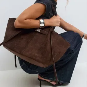 Vintage Crescent Moon Tote, Women's Medium PU Shoulder Bag with Crossbody Strap, Polyester Lining, Open Exterior Pocket,