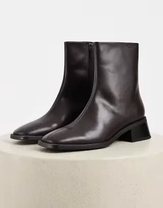 Vagabond Shoemaker Blanca leather square toe ankle boots in brown