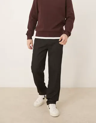 ASOS DESIGN straight trousers in black