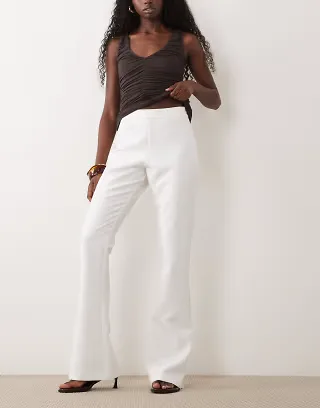 ASOS LUXE tailored flared pants in cream
