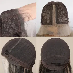 EASIHAIR Blonde Ombre Lace Front Synthetic Wig, Long Straight Hair, Swiss Lace Medium Brown Base, Natural-Looking Caples