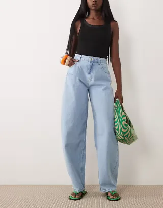 Miss Selfridge barrel leg jean in blue