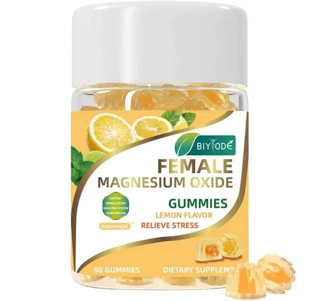 BIYODE Magnesium Oxide Gummies 60 Gummies, Lemon Flavored Vegan Gummies