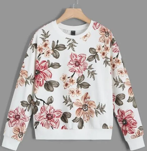 Floral Print Drop Shoulder Sweatshirt