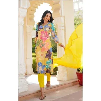 Floral Printed Rayon Blend Suit Set