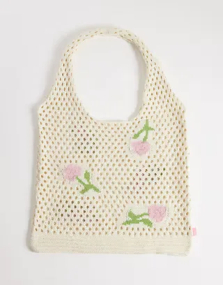 JJXX knit tote bag with rose print