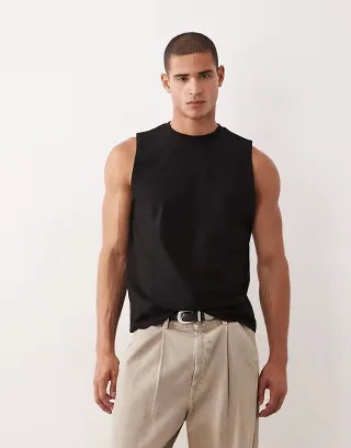 ASOS DESIGN regular fit tank in black