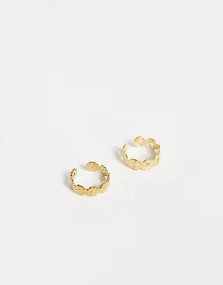 Reclaimed Vintage toe 2 pack stainless steel ring in gold