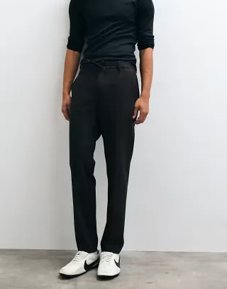 Mango tie waist tailored trouser in brown check