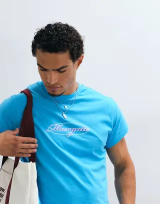 Reclaimed Vintage slogan T-shirt in blue