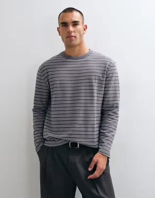 ASOS DESIGN heavyweight oversized t-shirt in gray stripes