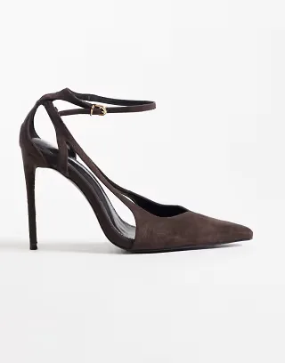 Public Desire Allegedly heeled pumps in chocolate suedette