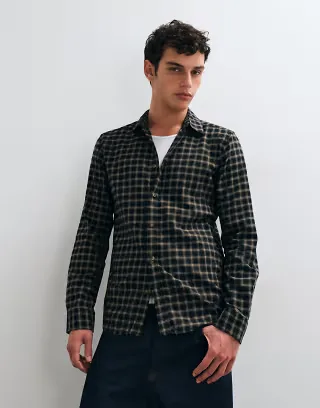 ONLY & SONS small check shirt in black & beige